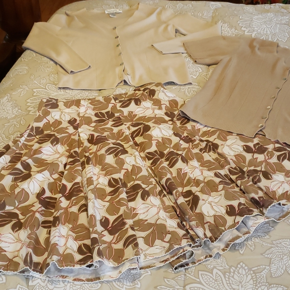 Cardigan sweaters with skirt